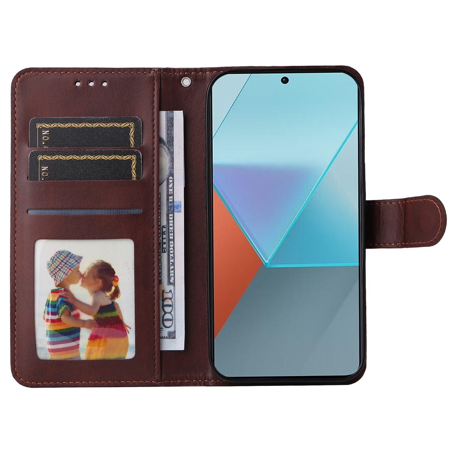 For Xiaomi Redmi Note 13 Pro 5G / Poco X6 5G Case with Strap Leather Phone Cover Wallet Stand - Brown