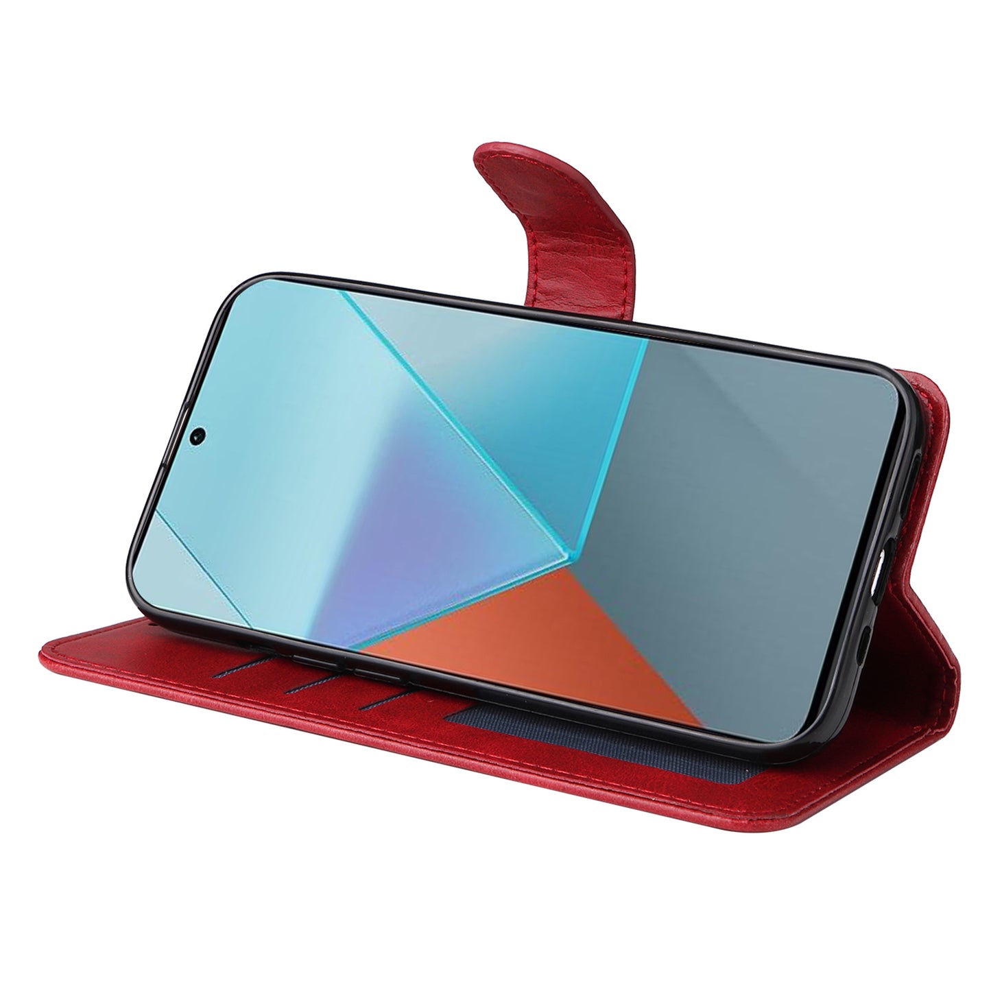 For Xiaomi Redmi Note 13 Pro 5G / Poco X6 5G Case with Strap Leather Phone Cover Wallet Stand - Red