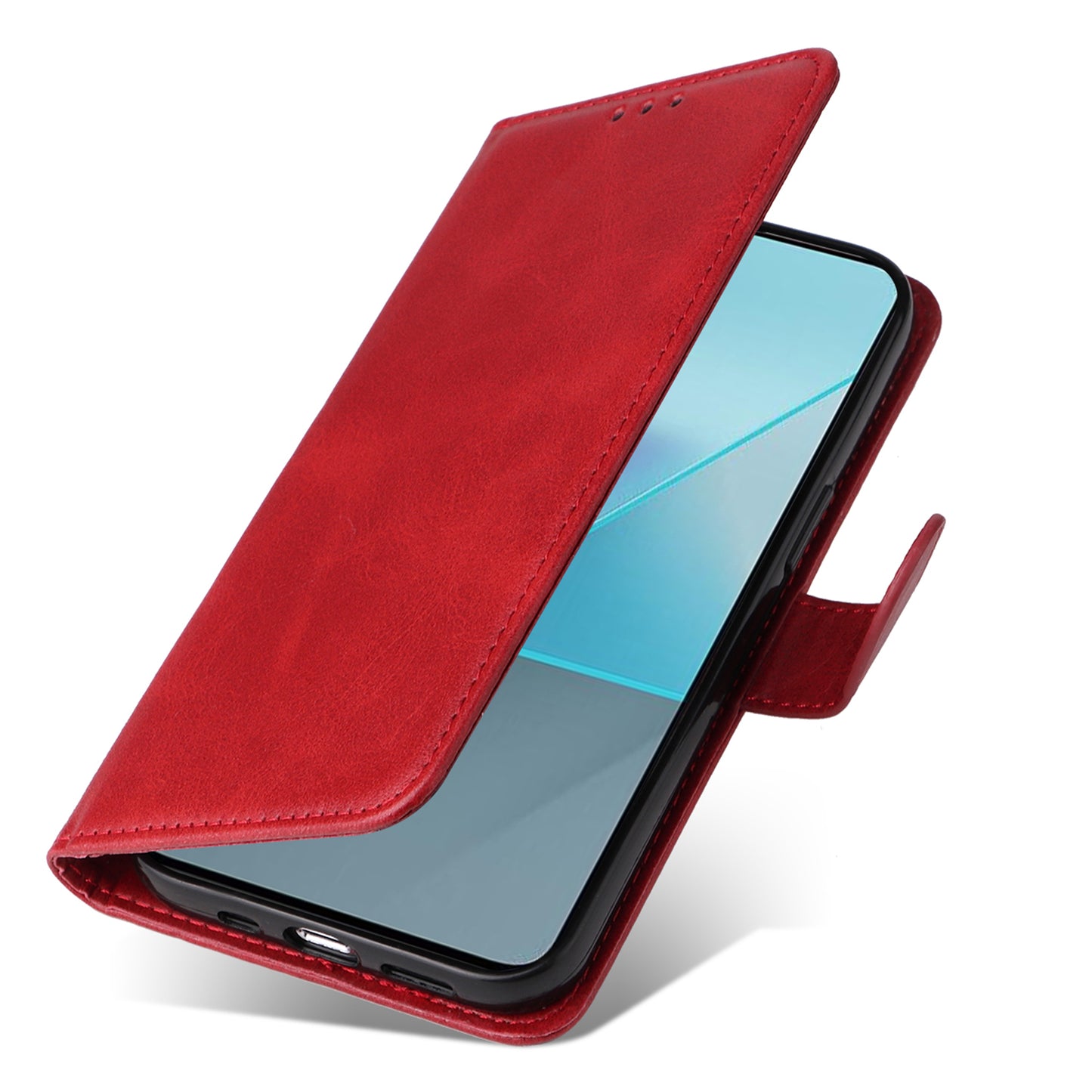 For Xiaomi Redmi Note 13 Pro 5G / Poco X6 5G Case with Strap Leather Phone Cover Wallet Stand - Red