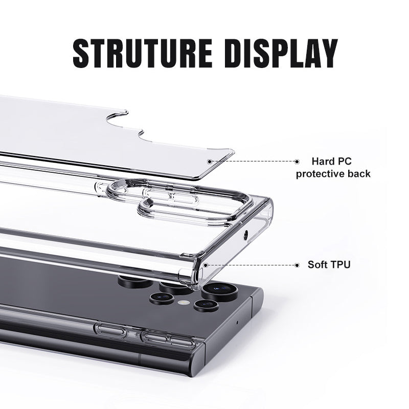 TGVIS / TGVI'S LEN Series For Samsung Galaxy S24 Ultra Cell Phone Case Anti-scratch TPU+PC Back Shell - Transparent