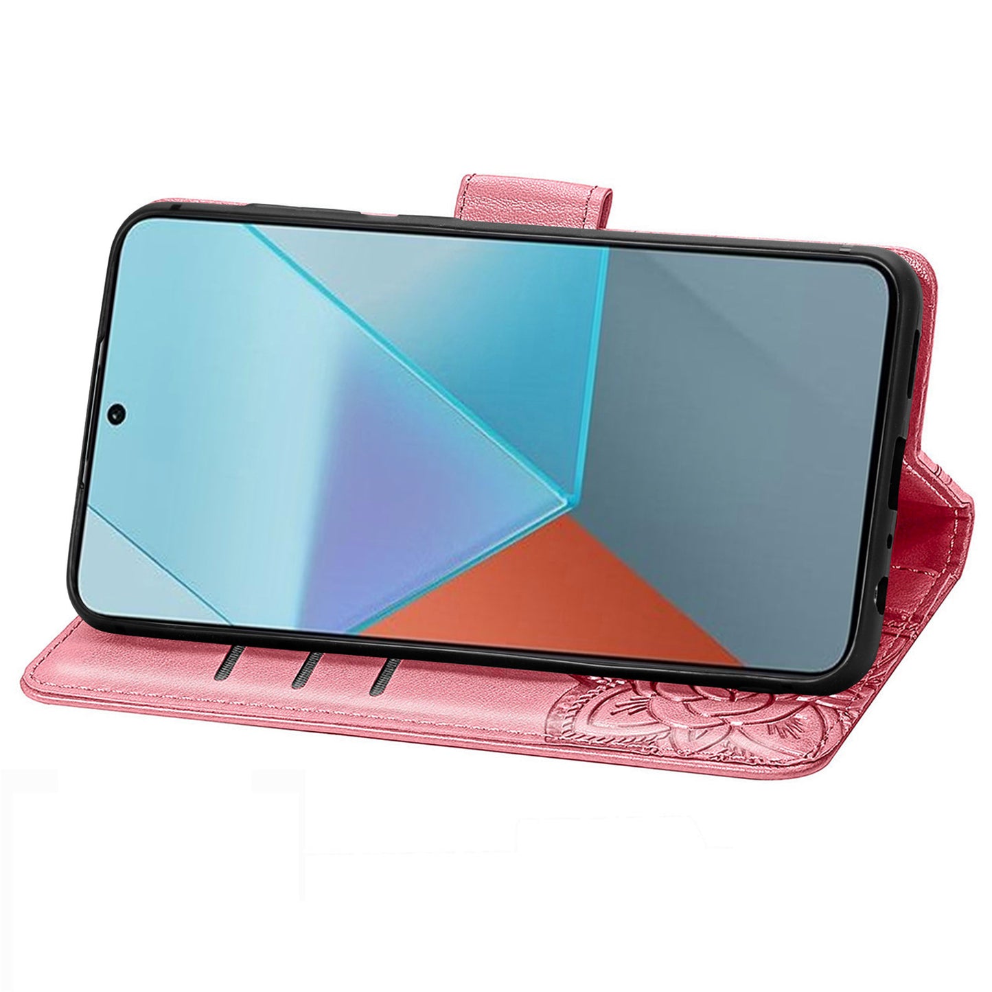 For Xiaomi Redmi Note 13 Pro 5G / Poco X6 5G Case Wallet with Card Holder Butterfly Pattern PU Leather Phone Cover - Pink