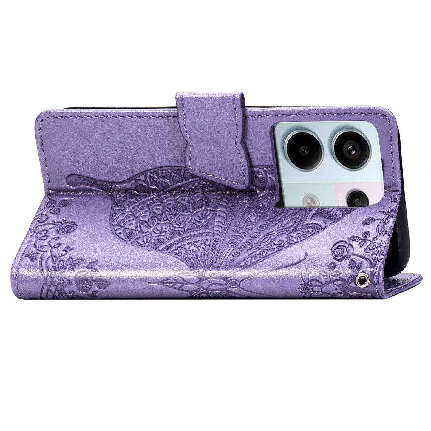 For Xiaomi Redmi Note 13 Pro 5G / Poco X6 5G Case Wallet with Card Holder Butterfly Pattern PU Leather Phone Cover - Light Purple