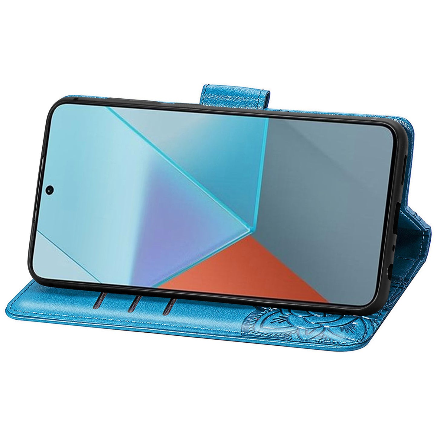For Xiaomi Redmi Note 13 Pro 5G / Poco X6 5G Case Wallet with Card Holder Butterfly Pattern PU Leather Phone Cover - Blue