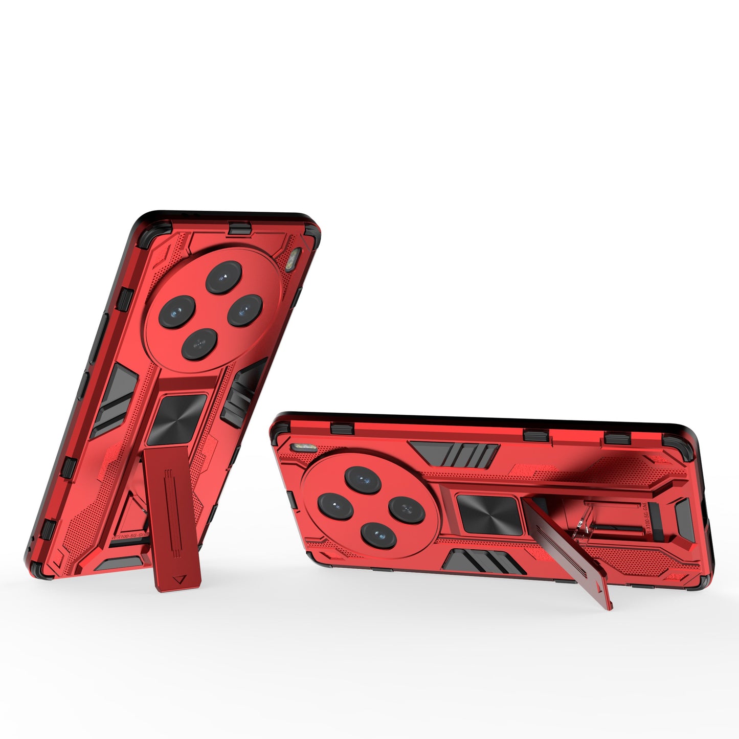 For vivo X100 5G Kickstand Cell Phone Cover Shockproof Protective Case - Red