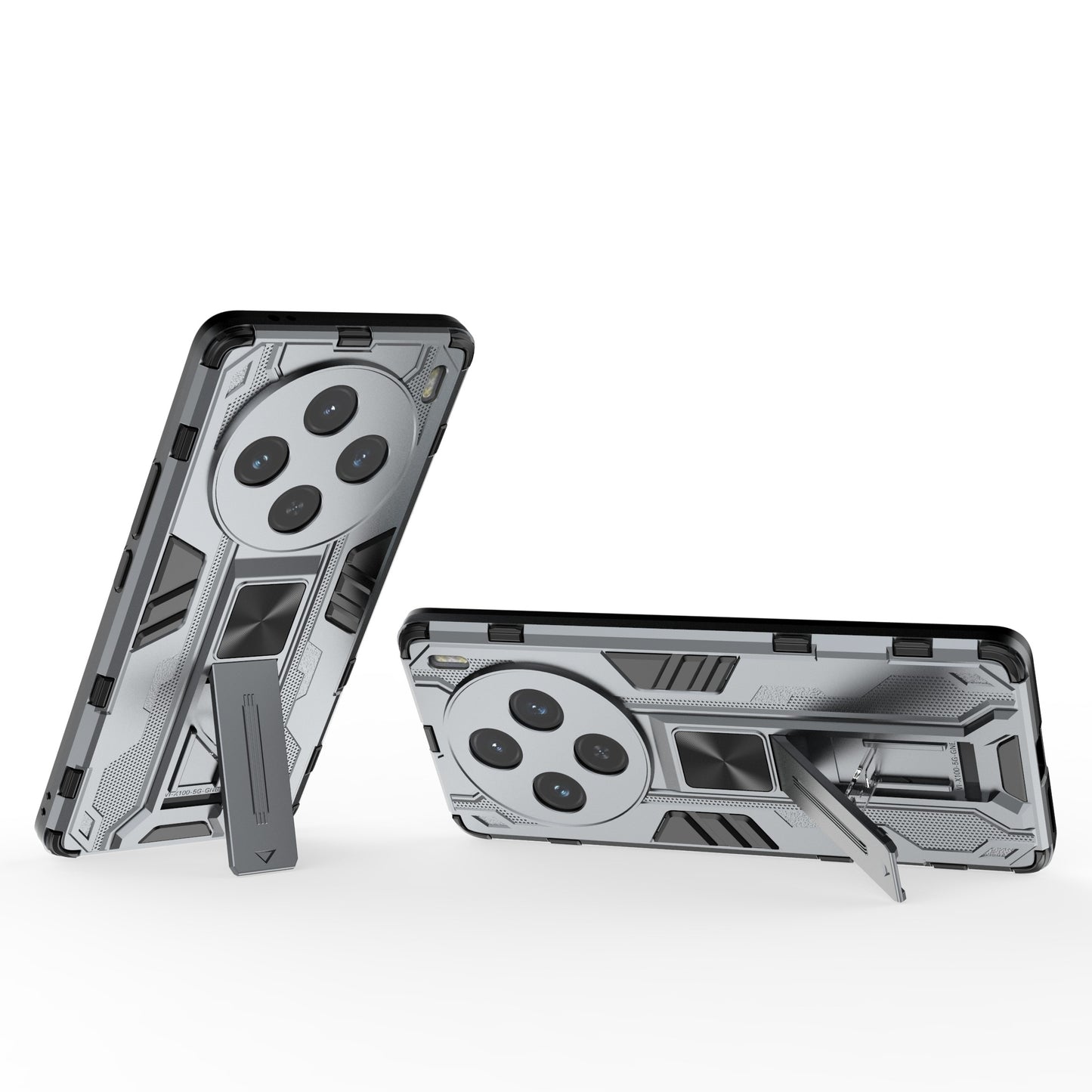 For vivo X100 5G Kickstand Cell Phone Cover Shockproof Protective Case - Grey