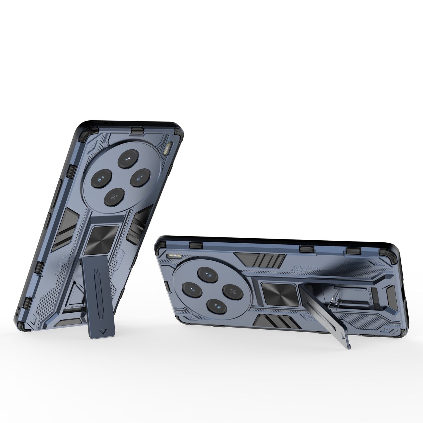 For vivo X100 5G Kickstand Cell Phone Cover Shockproof Protective Case - Blue