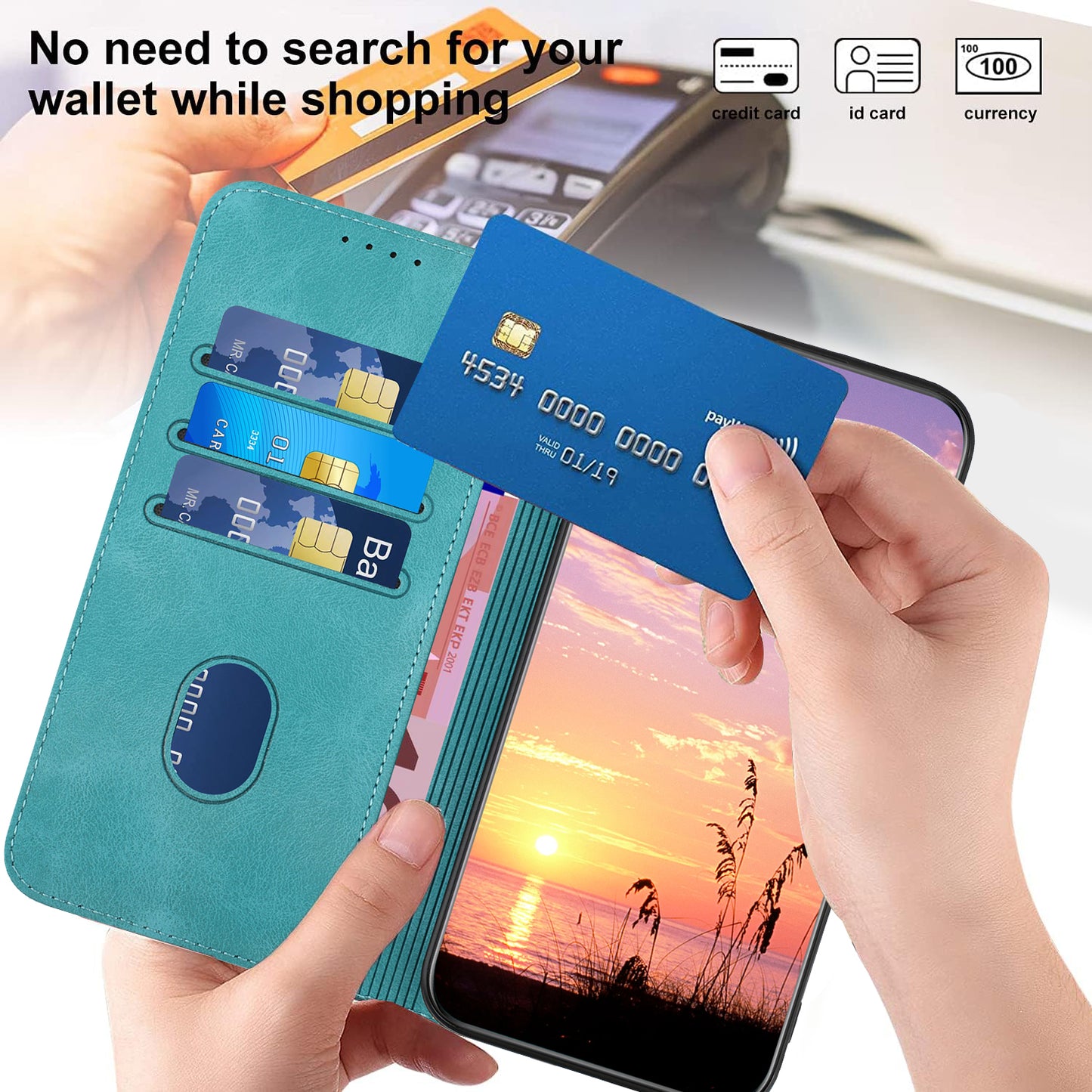 YX0060 For Xiaomi Redmi Note 13 5G Leather Case Wallet Anti-drop Phone Cover - Baby Blue