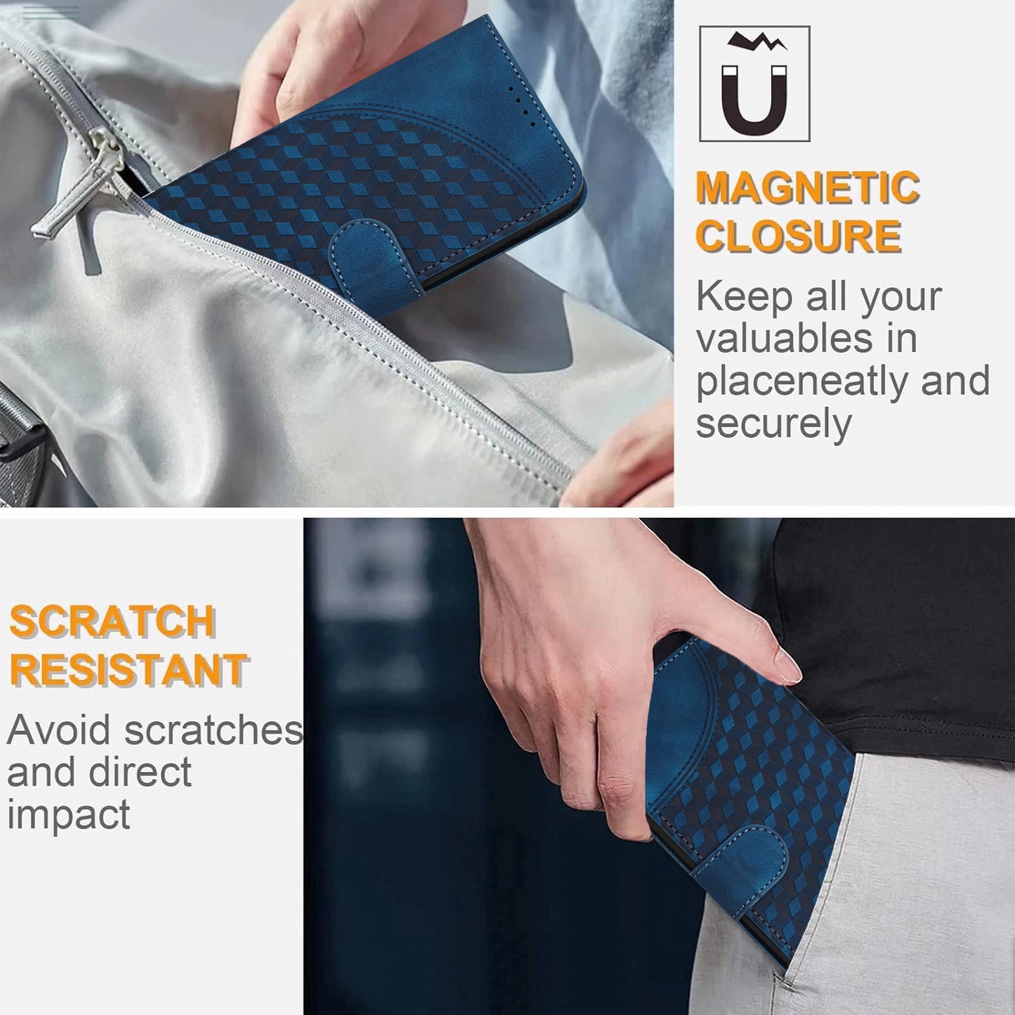 YX0060 For Xiaomi Redmi Note 13 5G Leather Case Wallet Anti-drop Phone Cover - Sapphire