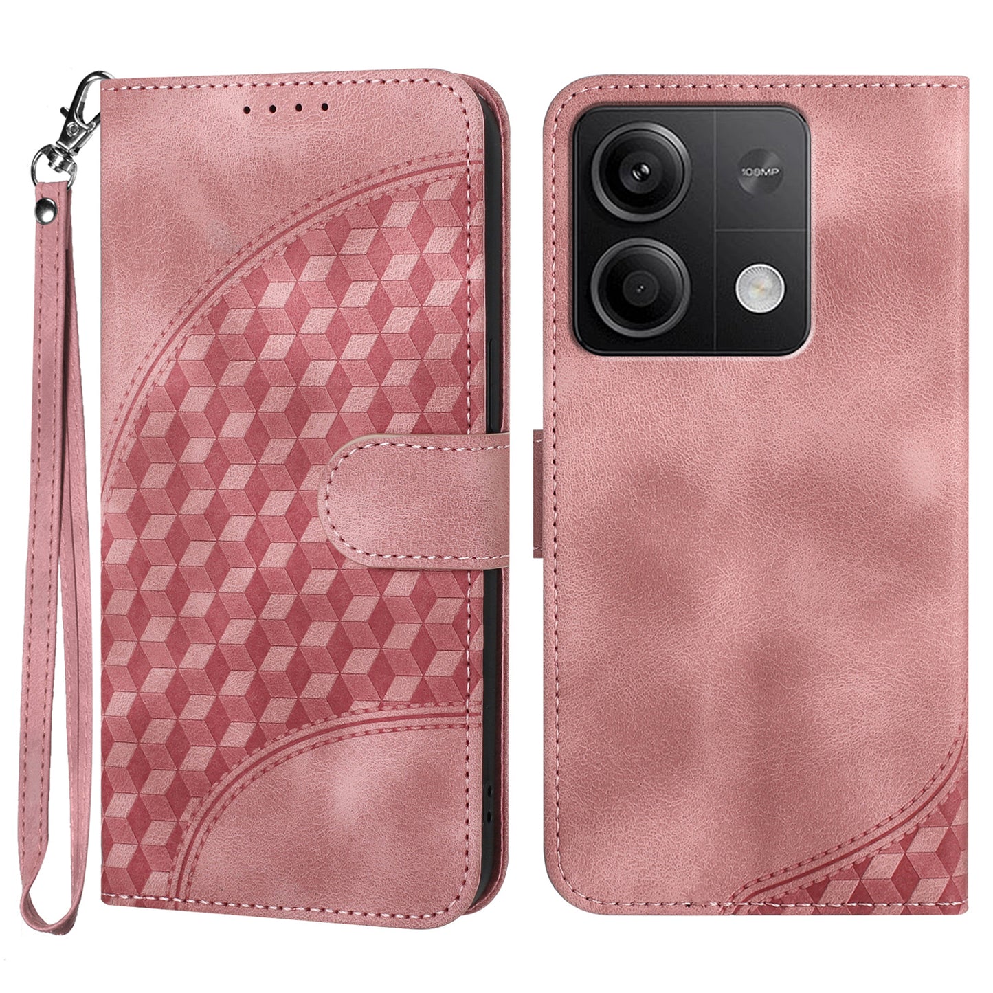 YX0060 For Xiaomi Redmi Note 13 5G Leather Case Wallet Anti-drop Phone Cover - Pink