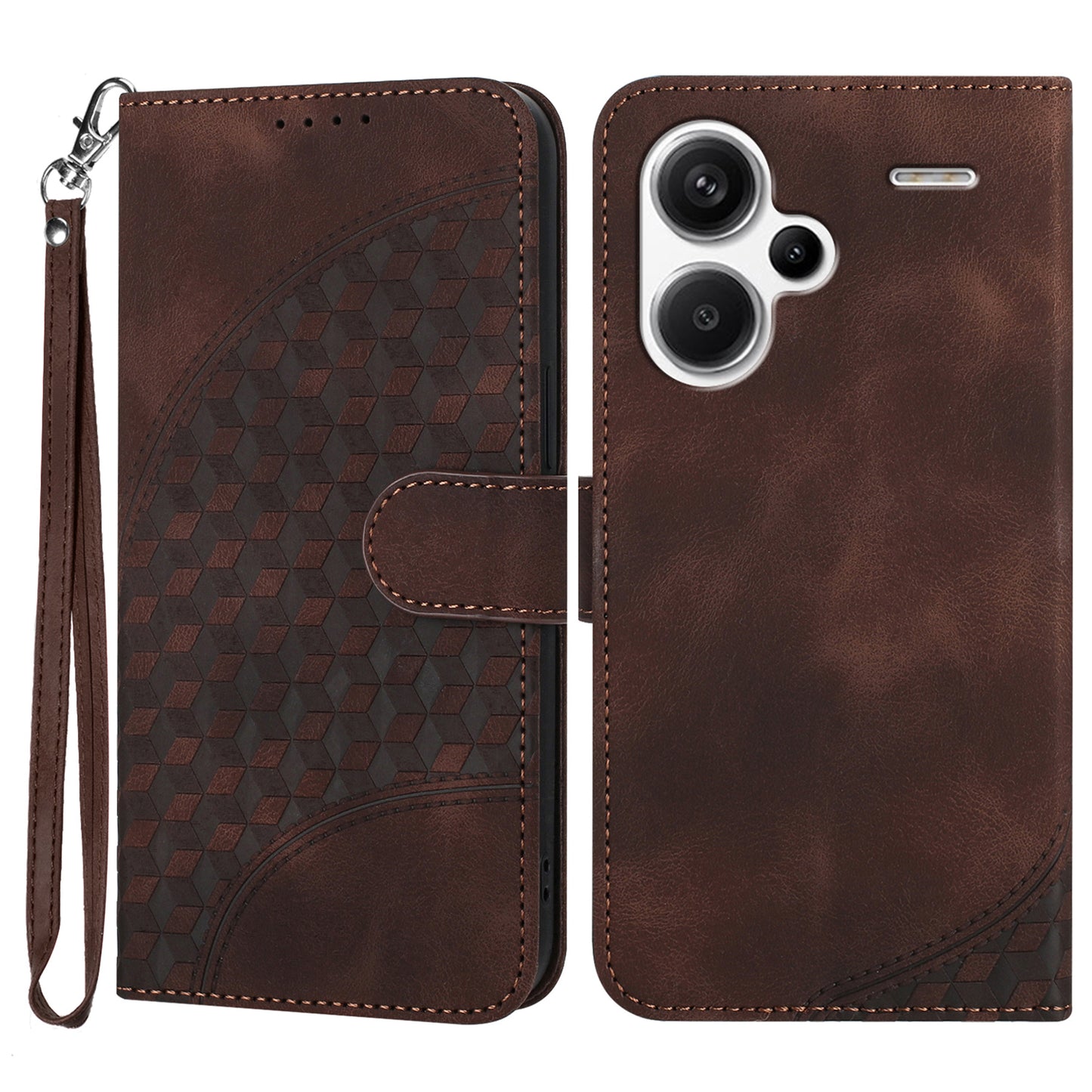 YX0060 For Xiaomi Redmi Note 13 Pro+ 5G Leather Wallet Case Elephant Head Pattern - Coffee