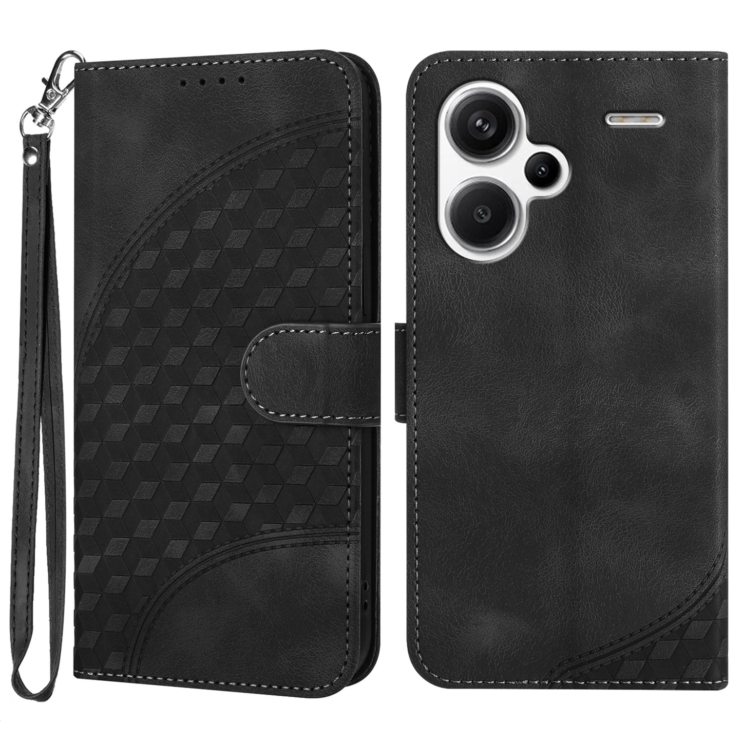 YX0060 For Xiaomi Redmi Note 13 Pro+ 5G Leather Wallet Case Elephant Head Pattern - Black