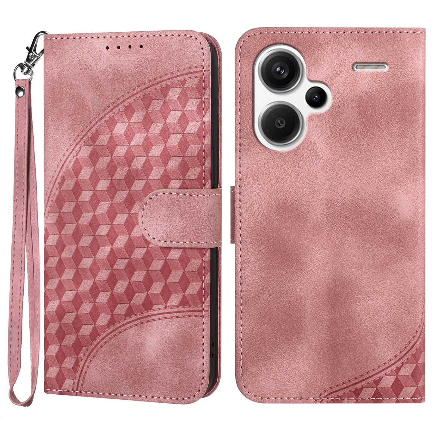 YX0060 For Xiaomi Redmi Note 13 Pro+ 5G Leather Wallet Case Elephant Head Pattern - Pink