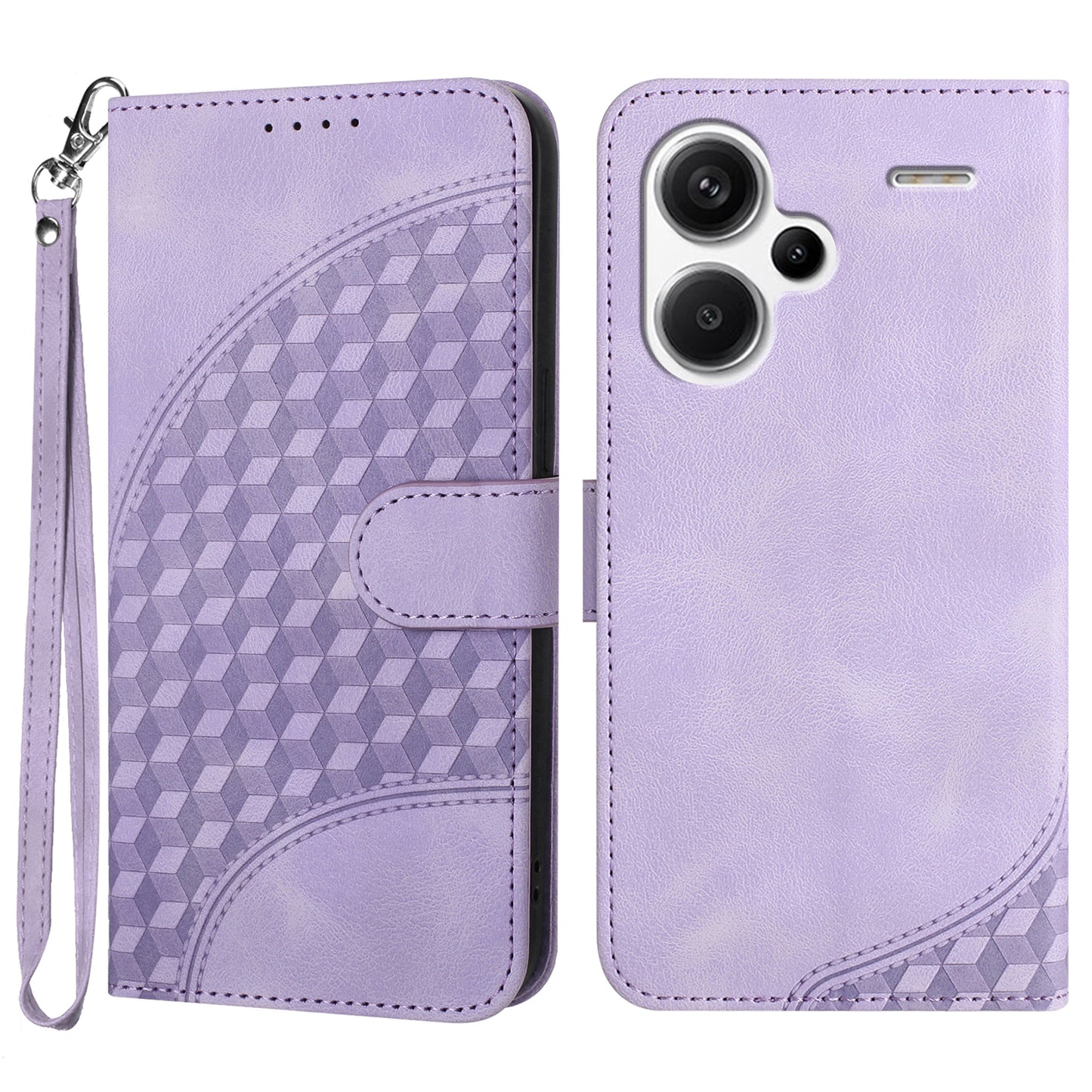 YX0060 For Xiaomi Redmi Note 13 Pro+ 5G Leather Wallet Case Elephant Head Pattern - Purple