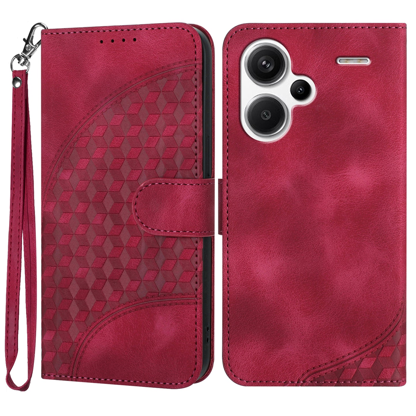 YX0060 For Xiaomi Redmi Note 13 Pro+ 5G Leather Wallet Case Elephant Head Pattern - Rose