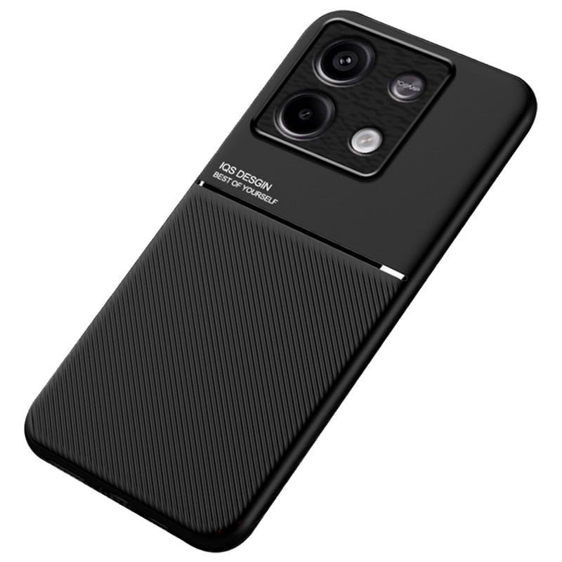 For Xiaomi Redmi Note 13 5G Imprinted Lines Case Cell Phone Cover Works with Magnetic Car Mount - Black