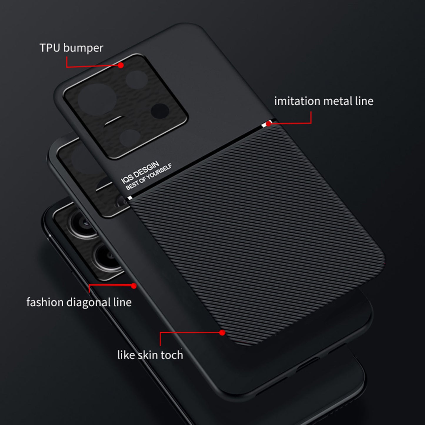 For Xiaomi Redmi Note 13 Pro 5G / Poco X6 5G Back Case Phone Cover with Magnetic Holder Metal Sheet - Black