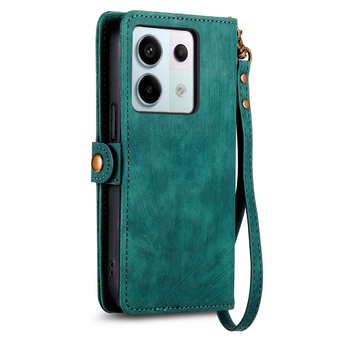 For Xiaomi Redmi Note 13 Pro 5G / Poco X6 5G Case Geometry Pattern PU Leather Phone Wallet Stand Cover - Green
