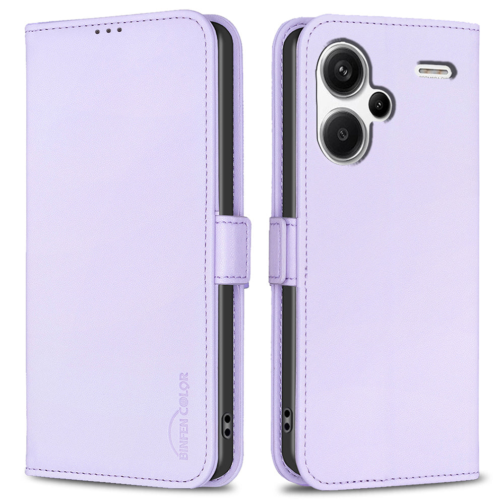 BINFEN COLOR BF31 For Xiaomi Redmi Note 13 Pro+ 5G Leather Wallet Case Phone Stand - Purple