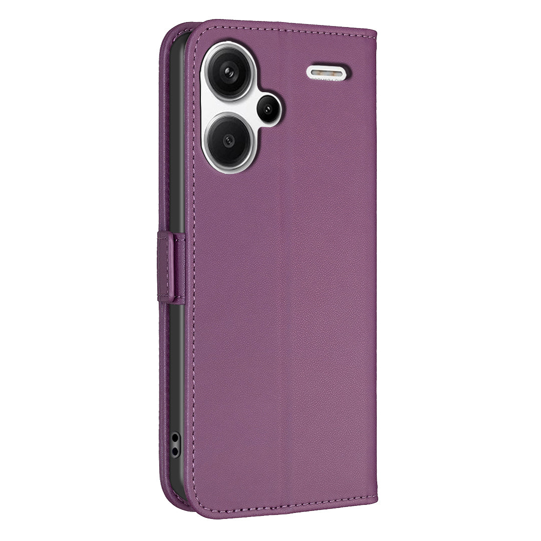 BINFEN COLOR BF31 For Xiaomi Redmi Note 13 Pro+ 5G Leather Wallet Case Phone Stand - Dark Purple