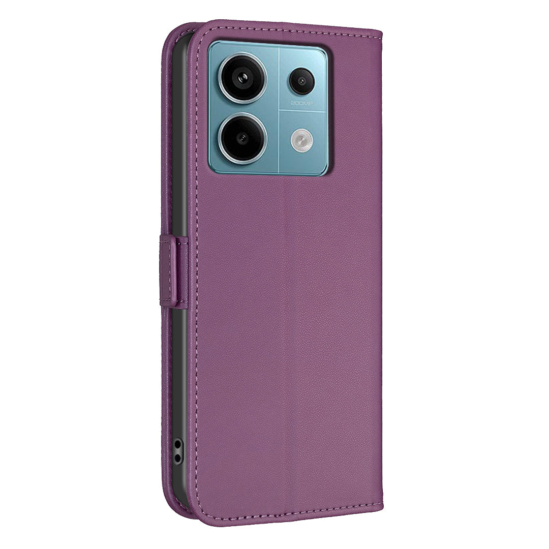 BINFEN COLOR BF31 For Xiaomi Redmi Note 13 Pro 5G / Poco X6 5G Leather Case Phone Wallet Cover - Dark Purple