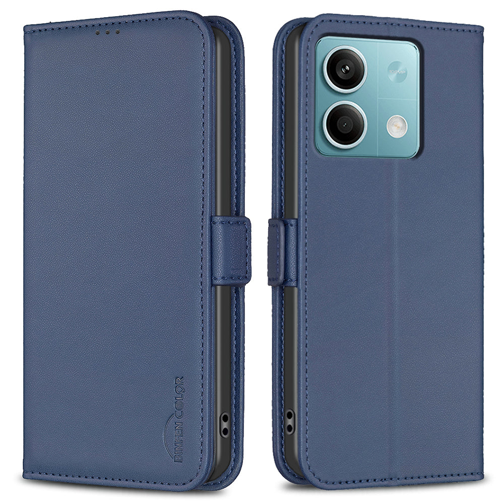 BINFEN COLOR BF31 For Xiaomi Redmi Note 13 5G Wallet Case Leather Phone Cover Stand - Blue