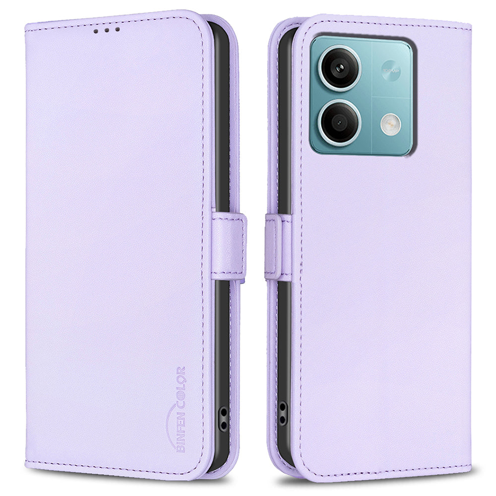 BINFEN COLOR BF31 For Xiaomi Redmi Note 13 5G Wallet Case Leather Phone Cover Stand - Purple