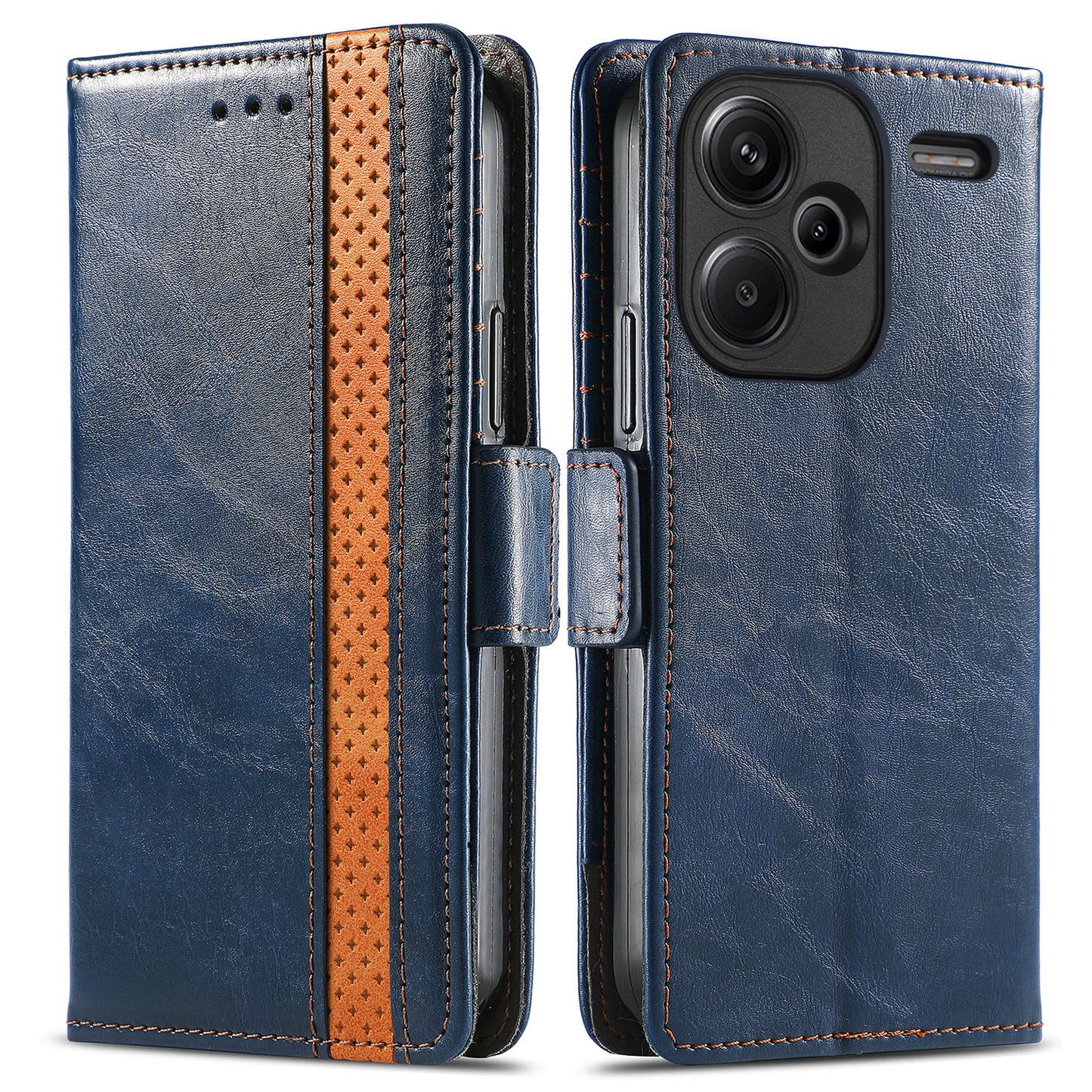 CASENEO 002 Series For Xiaomi Redmi Note 13 Pro+ 5G Case Wallet Stand Flip Phone Cover RFID Blocking - Dark Blue