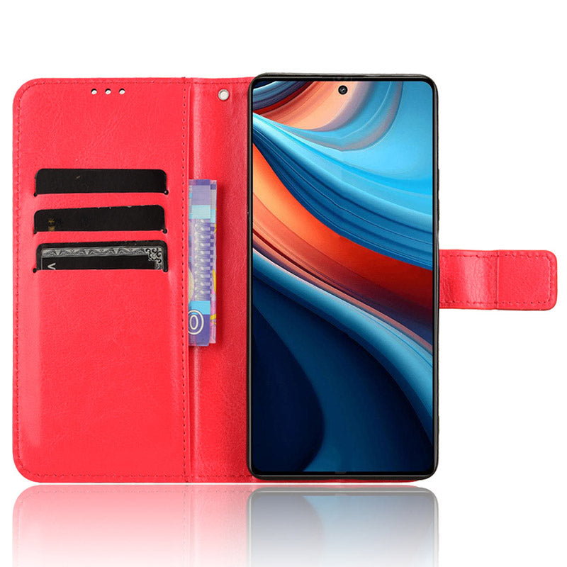 For Xiaomi Redmi Note 13R Pro 5G Leather Phone Cover with Wallet Card Slots - Red