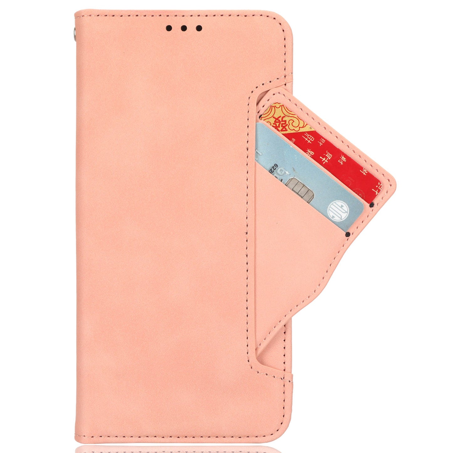 For Xiaomi Redmi Note 13R Pro 5G Leather Case Phone Cover with Card Slots - Pink