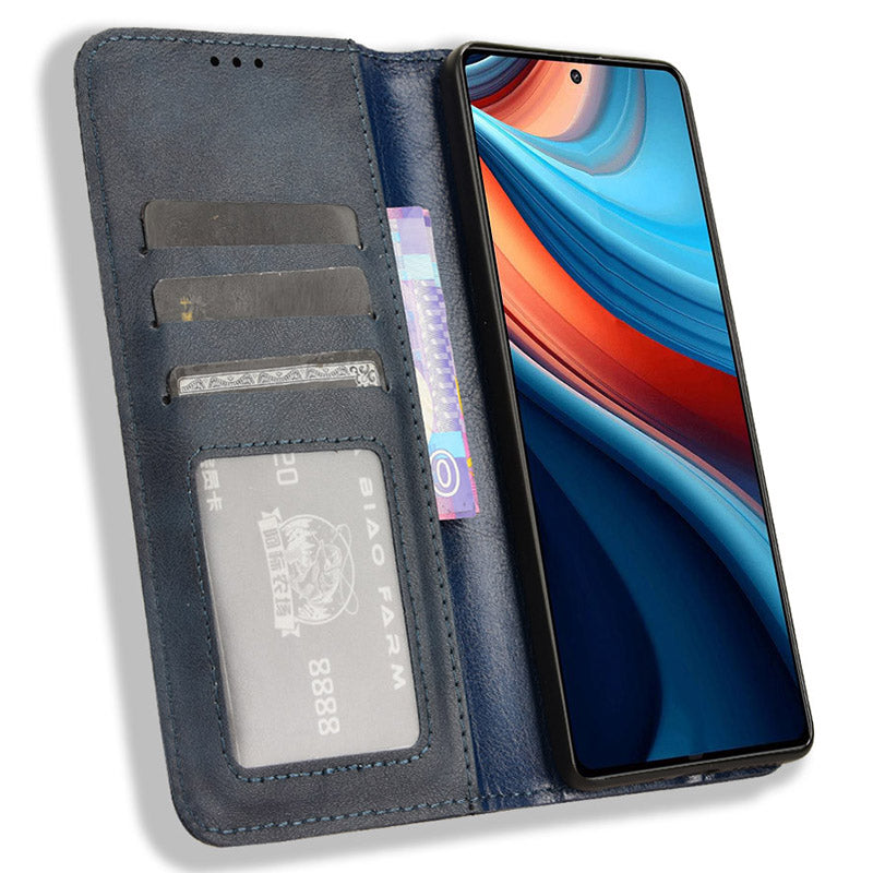 For Xiaomi Redmi Note 13R Pro 5G Leather Wallet Case Magnetic Auto Closing - Blue
