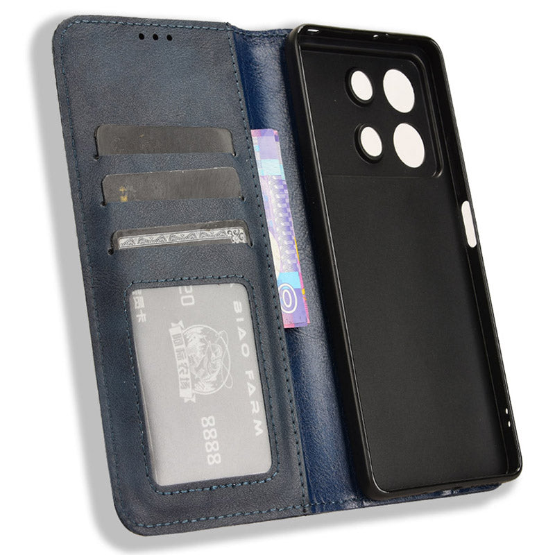 For Xiaomi Redmi Note 13R Pro 5G Leather Wallet Case Magnetic Auto Closing - Blue