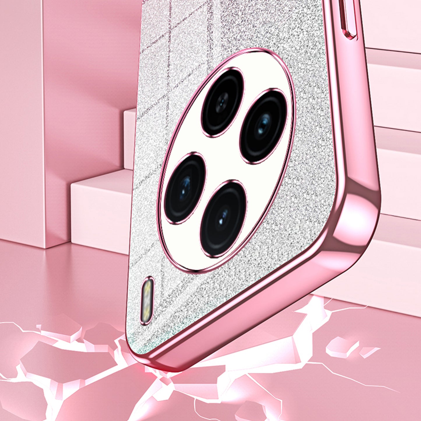 For vivo X100 5G Phone Case Glistening Gradient Electroplated Precision Cover - Pink