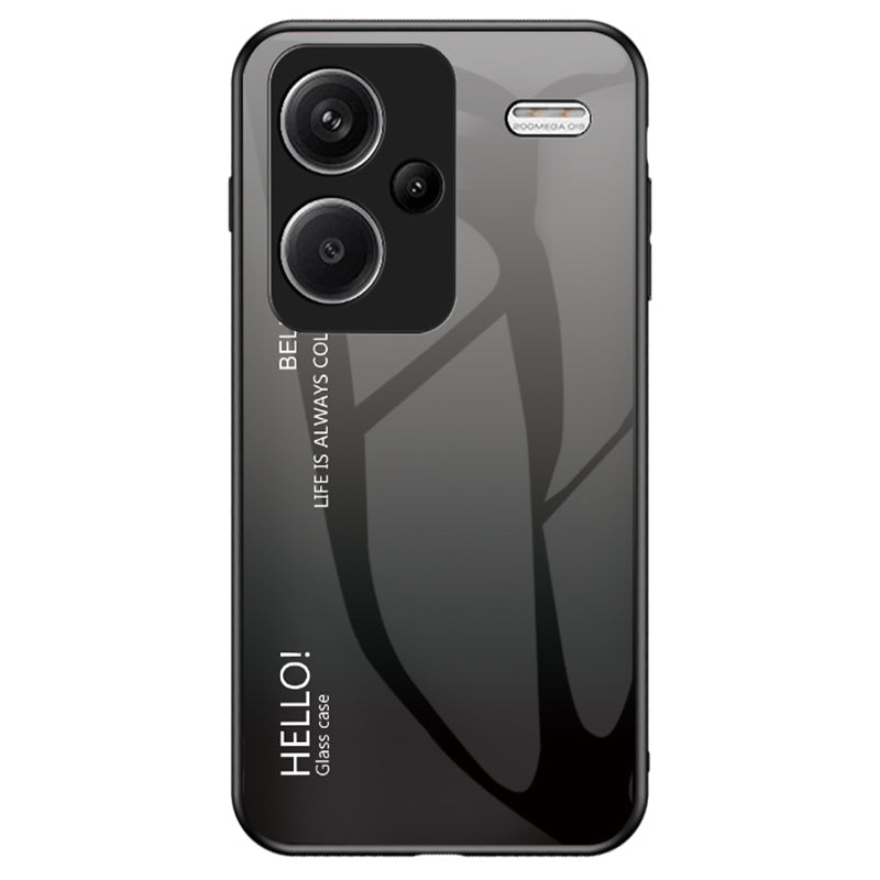 For Xiaomi Redmi Note 13 Pro+ 5G Gradient Tempered Glass Case Drop Protection - Gradient Black Grey