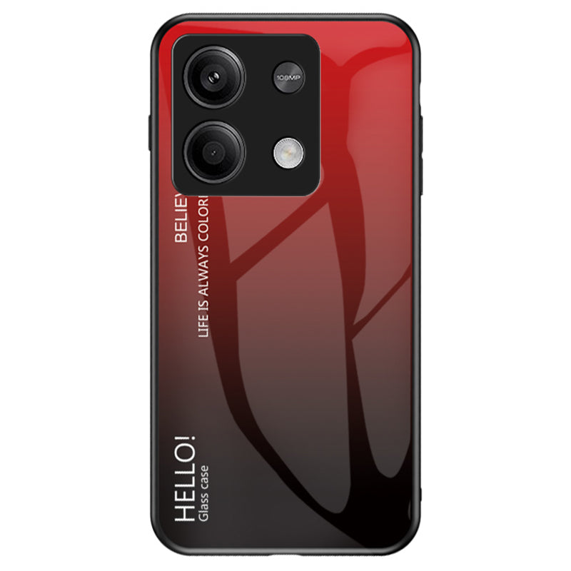 For Xiaomi Redmi Note 13 5G Gradient Phone Case Tempered Glass Cover - Gradient Red Black