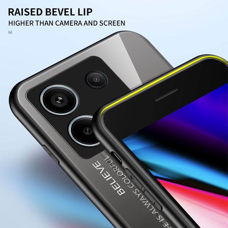 For Xiaomi Redmi Note 13 Pro 5G / Poco X6 5G Tempered Glass Case Shockproof Phone Cover - Gradient Yellow
