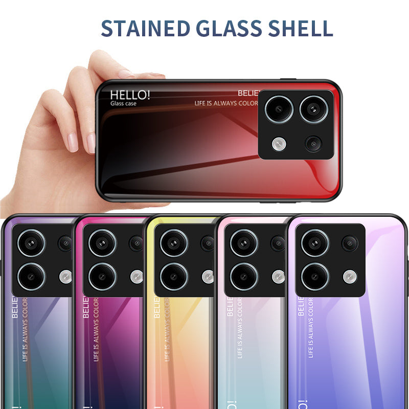 For Xiaomi Redmi Note 13 Pro 5G / Poco X6 5G Tempered Glass Case Shockproof Phone Cover - Gradient Yellow