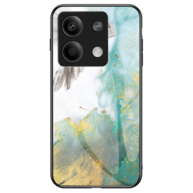 For Xiaomi Redmi Note 13 5G Case Marble Pattern Shockproof Tempered Glass+PC+TPU Cover - Flying Pigeon Marble