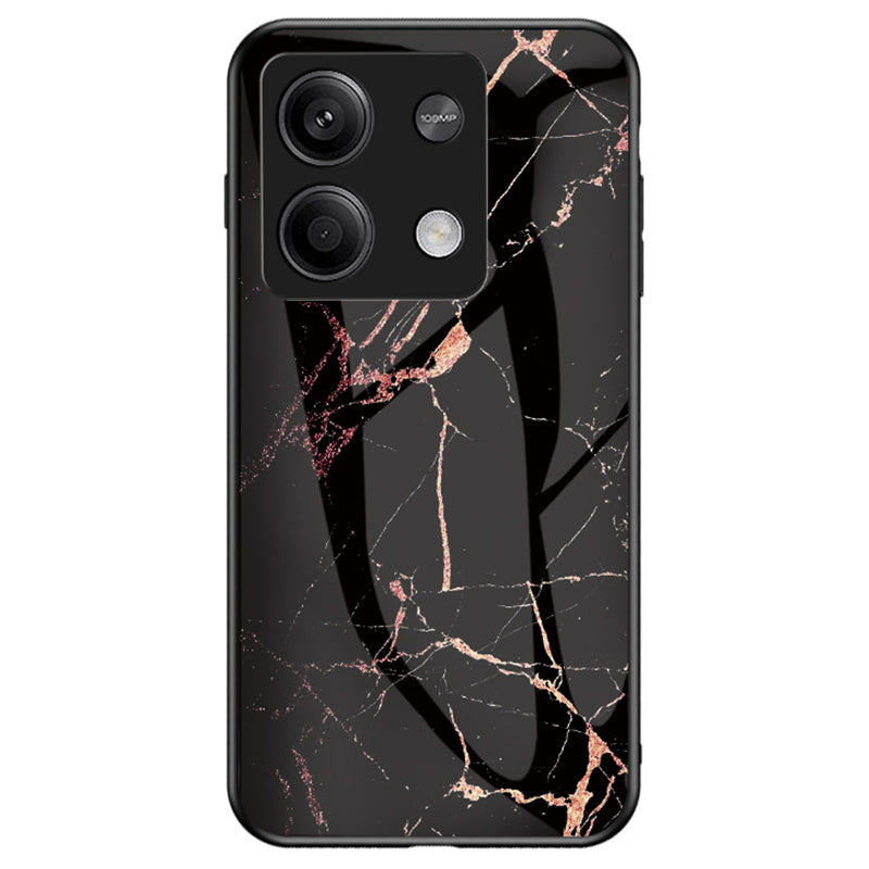 For Xiaomi Redmi Note 13 5G Case Marble Pattern Shockproof Tempered Glass+PC+TPU Cover - Gold Black Marble