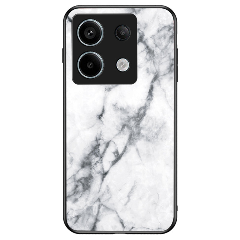 For Xiaomi Redmi Note 13 Pro 5G / Poco X6 5G Case Marble Pattern Scratch-proof Tempered Glass+PC+TPU Phone Shell - White Marble