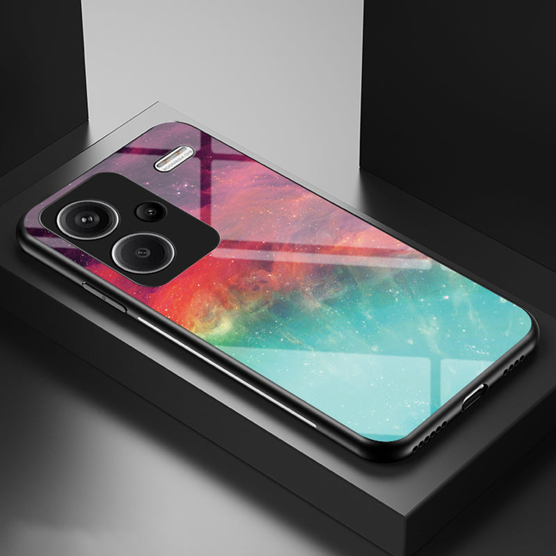 For Xiaomi Redmi Note 13 Pro+ 5G Case Slim-Fit Starry Sky Pattern Tempered Glass+PC+TPU Smart Phone Cover - Color Starry Sky