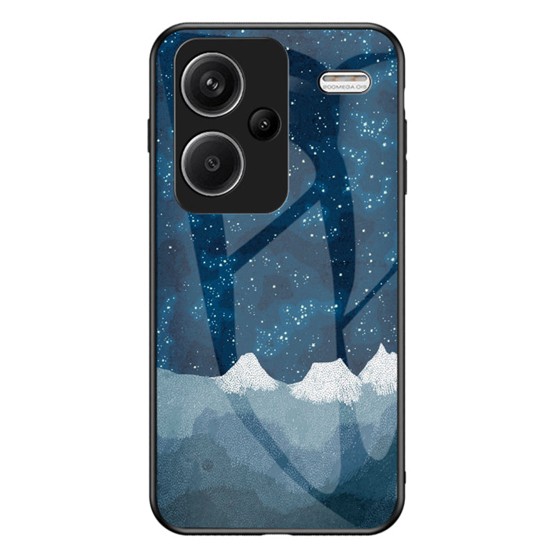 For Xiaomi Redmi Note 13 Pro+ 5G Case Slim-Fit Starry Sky Pattern Tempered Glass+PC+TPU Smart Phone Cover - Scattering Starry