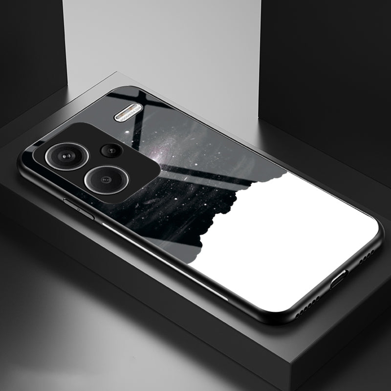 For Xiaomi Redmi Note 13 Pro+ 5G Case Slim-Fit Starry Sky Pattern Tempered Glass+PC+TPU Smart Phone Cover - Cosmic Starry Sky