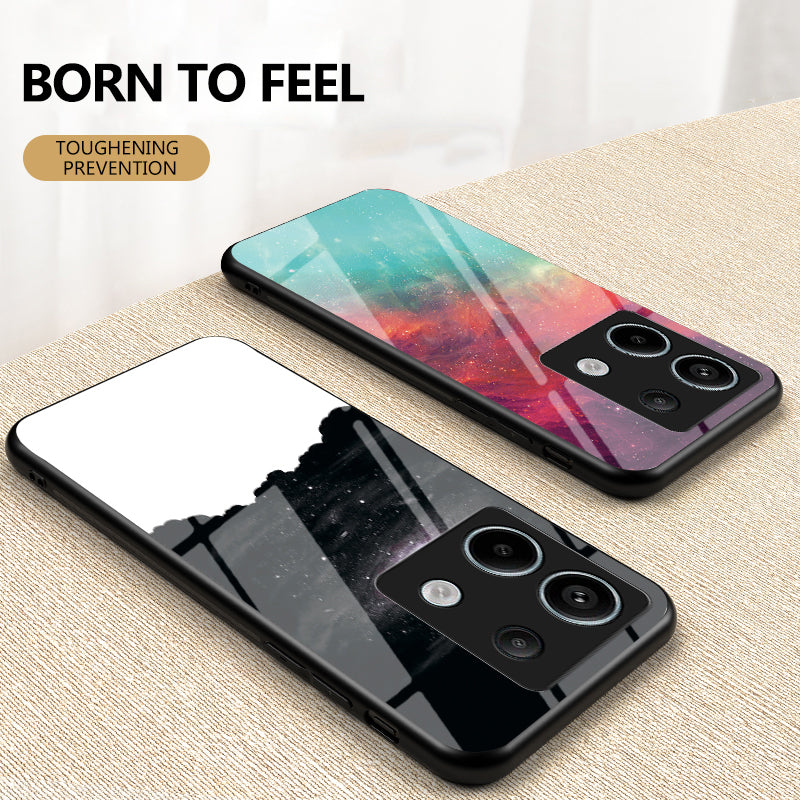 Phone Cover for Xiaomi Redmi Note 13 Pro 5G / Poco X6 5G Case Tempered Glass+PC+TPU Starry Sky Pattern Shell - Scattering Starry