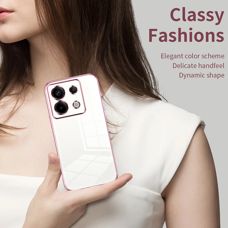 For Xiaomi Redmi Note 13 Pro 5G / Poco X6 5G Case Scratch-resistant TPU Electroplated Precise Lens Cutout Phone Shell - Pink