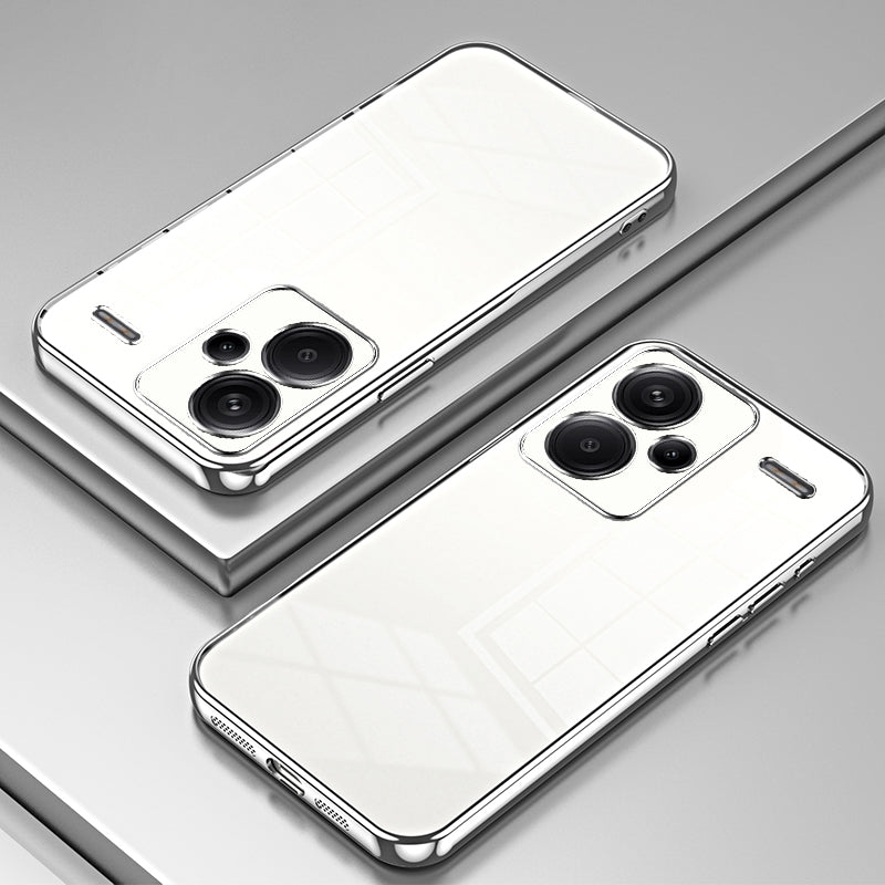 For Xiaomi Redmi Note 13 Pro+ 5G Case Crystal Clear Soft TPU Phone Shell with Precise Lens Cutout - Silver