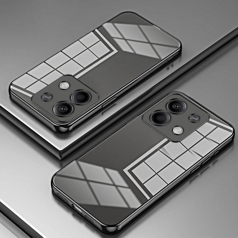 For Xiaomi Redmi Note 13 5G Cell Phone Case Electroplated Crystal Clear Cover with Precise Lens Cutout - Black