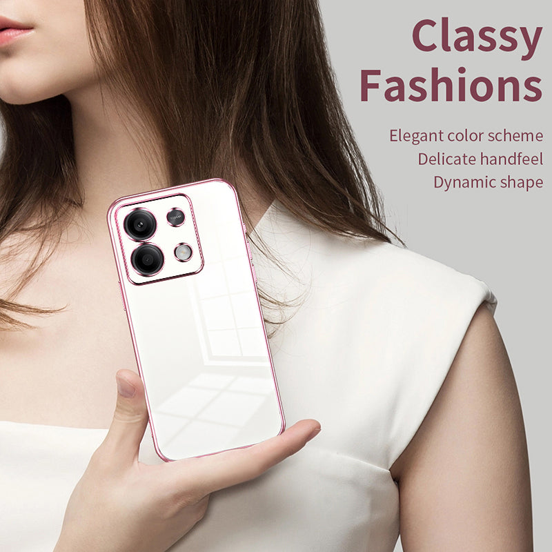 For Xiaomi Redmi Note 13 5G Cell Phone Case Electroplated Crystal Clear Cover with Precise Lens Cutout - Transparent