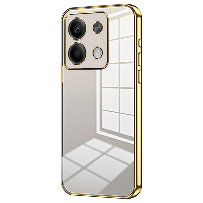 For Xiaomi Redmi Note 13 5G Cell Phone Case Electroplated Crystal Clear Cover with Precise Lens Cutout - Gold