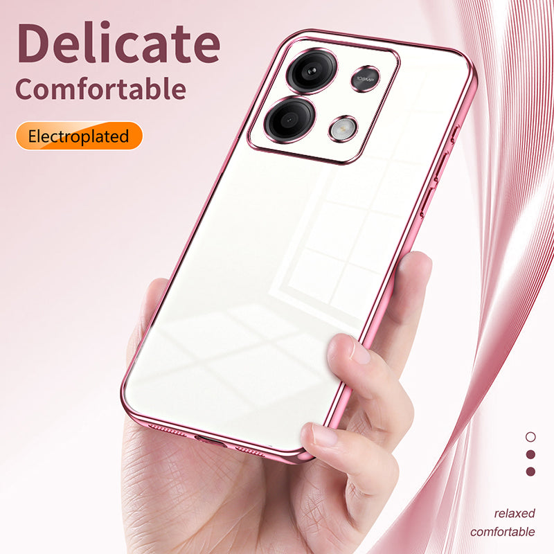 For Xiaomi Redmi Note 13 5G Cell Phone Case Electroplated Crystal Clear Cover with Precise Lens Cutout - Gold