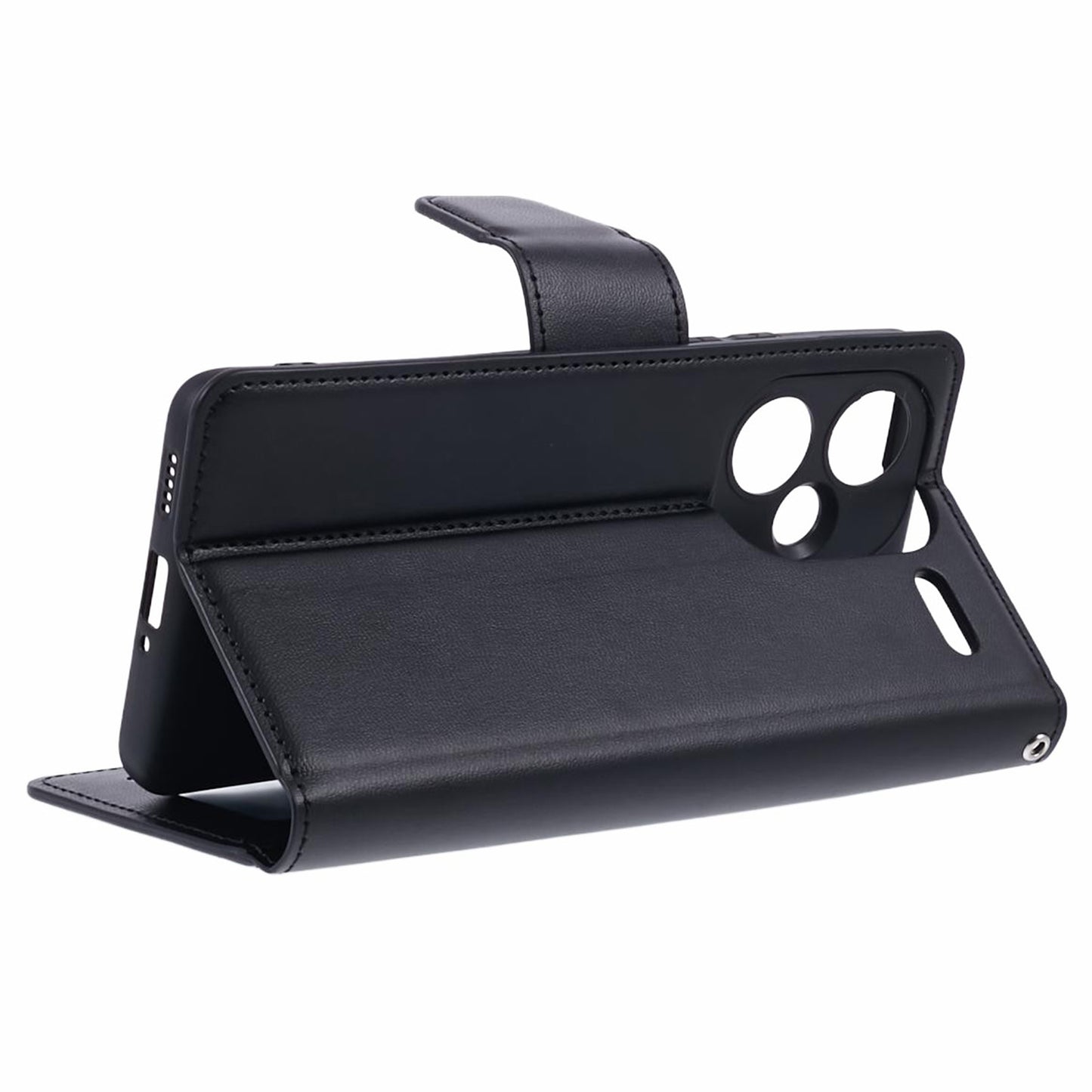 HANMAN Mill Series for Xiaomi Redmi Note 13 Pro+ 5G Case PU Leather Wallet Phone Stand Cover - Black